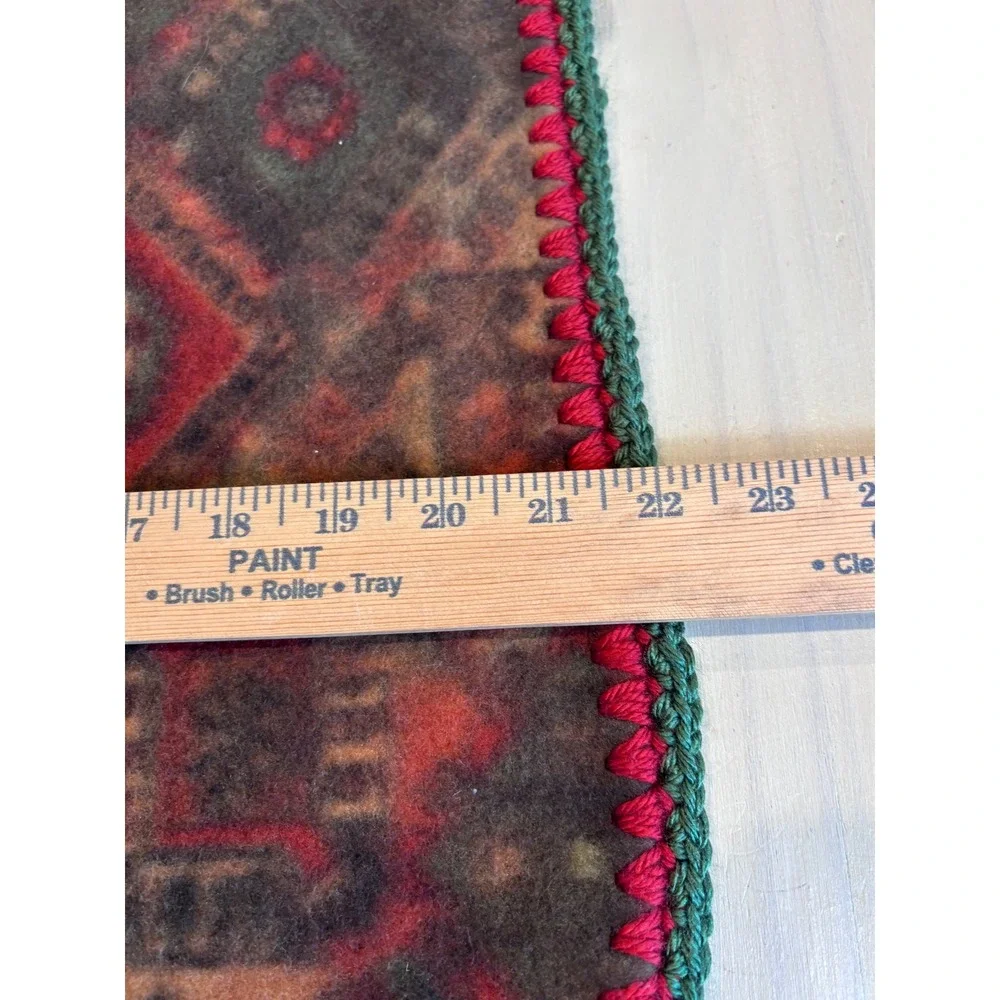 Handmade‎ Fleece Baby Blanket Geometric Southwestern Print Crochet Trim 22x28.5